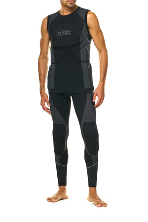 Sleeveless motorcycle base layer with removable protectors