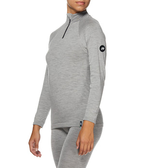 Merino wool long-sleeve mock neck with zip