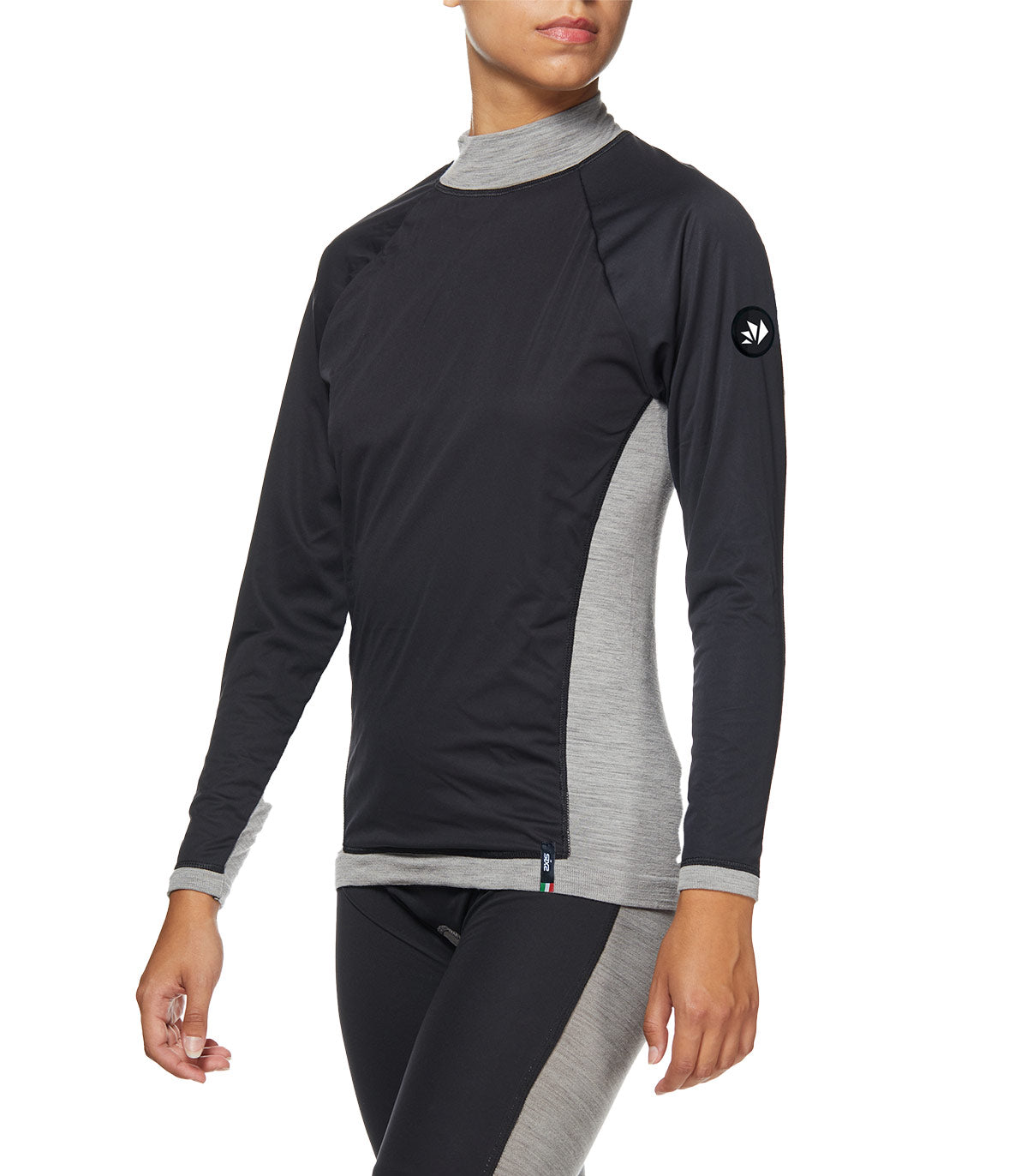 WindShell Merino Wool Full-Front Long Sleeve Mock Turtleneck