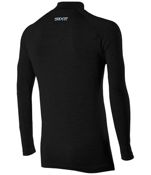 Merino wool long-sleeve mock neck