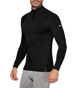 Merino wool long-sleeve mock neck with zip