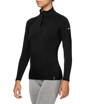 Merino wool long-sleeve mock neck with zip