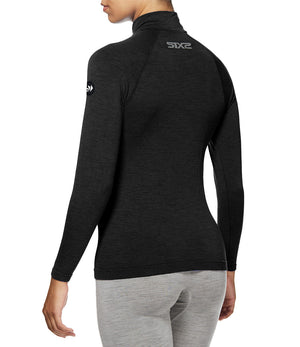 Merino wool long-sleeve mock neck with zip