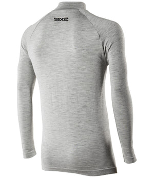 Merino wool long-sleeve mock neck with zip