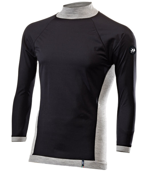 WindShell Merino Wool Full-Front Long Sleeve Mock Turtleneck