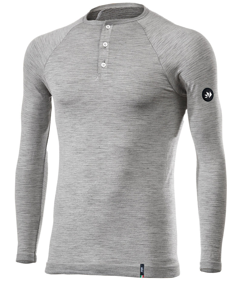 Maglia Henley in lana Merino con bottoncini