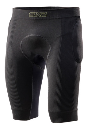 Technical shorts with chamois and removable protections