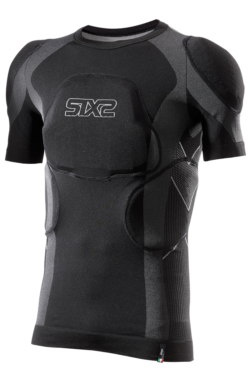 Maglia tecnica a maniche corte da moto con protezioni rimovibili