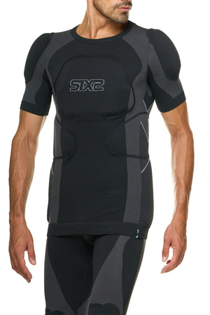 Short-sleeve motorcycle base layer with removable protectors