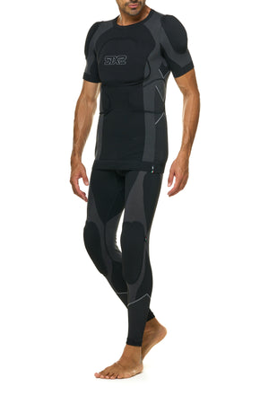 Short-sleeve motorcycle base layer with removable protectors